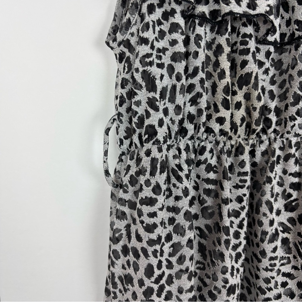 Taheri Y2K Vintage Top Size Medium Baby Doll Off the Shoulder Gray Black Printed - Picture 4 of 7